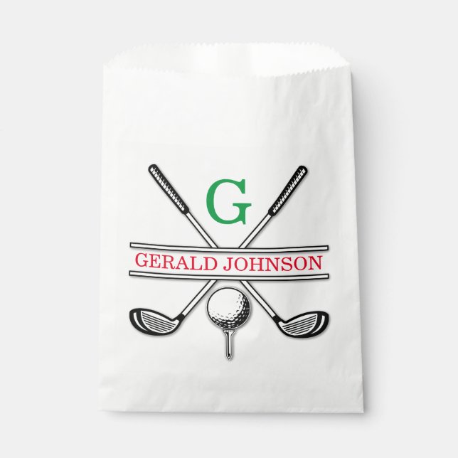 Sachets En Papier Conception de monogramme de golf personnalisé mini (Devant)