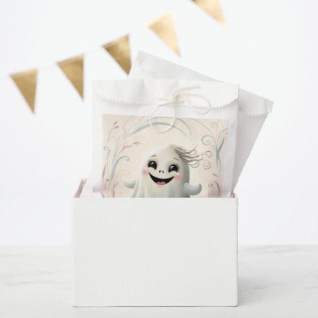 Sachets En Papier Conception Halloween d'ami fantomatique adorable (Favor Bag Dimensions: 5.75”x8” sold in sets of 50. )
