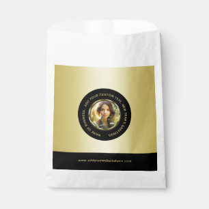 Sachets En Papier Conception noir et or, logo ou photo dans un cercl