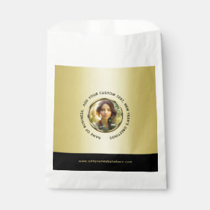 Sachets En Papier Conception noir et or, logo ou photo dans un cercl