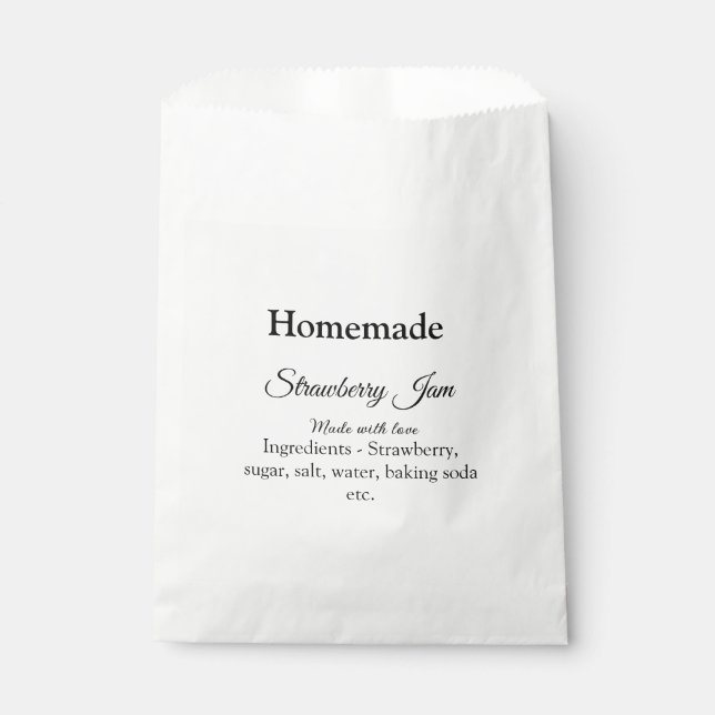 Sachets En Papier Confiture de fraise maison faite avec amour ajoute (Devant)
