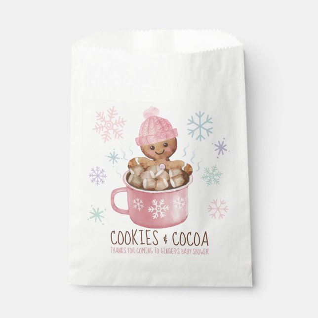 Sachets En Papier Cookies et cacao Baby shower fille d'hiver (Devant)