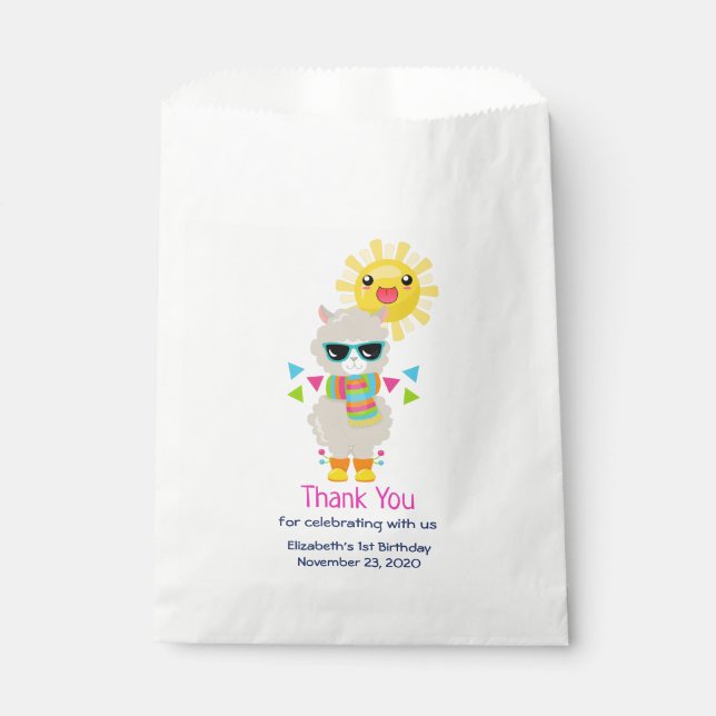 Sachets En Papier Cool Llama et souriant Kawaii Sun (Devant)