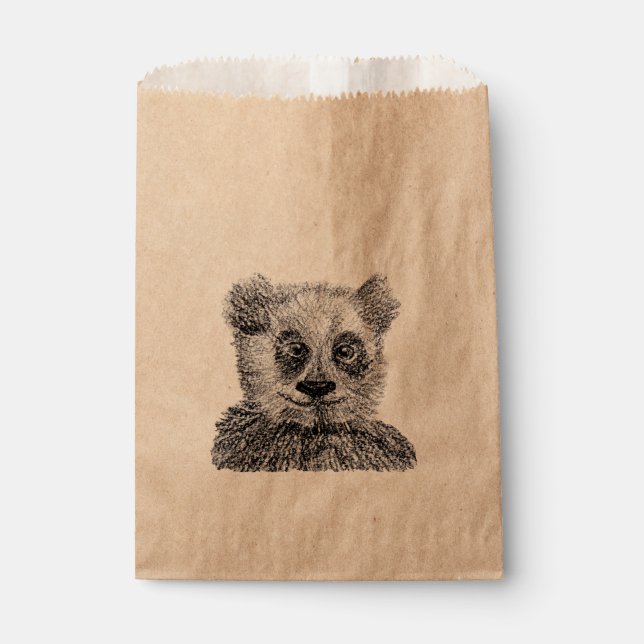 Sachets En Papier Cool Panda Custom Kraft Favoriser sac (Devant)