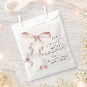 Sachets En Papier Coquette Beige Bow Sweet 16 Anniversaire Dessert