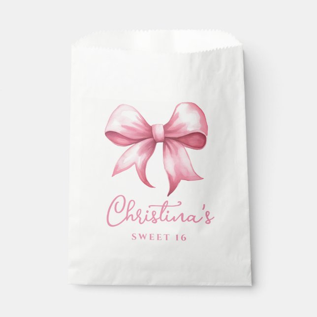 Sachets En Papier Coquette Bow rose Sweet 16 (Devant)