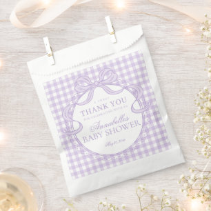 Sachets En Papier Coquette de gingham violet pour la baby shower des