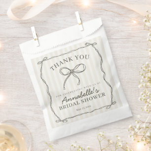 Sachets En Papier Coquette Noire Bow Fête des mariées Beige Dessert