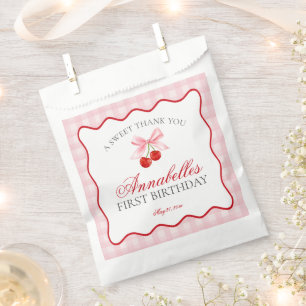 Sachets En Papier Coquette rose cerise Bow Anniversaire Dessert