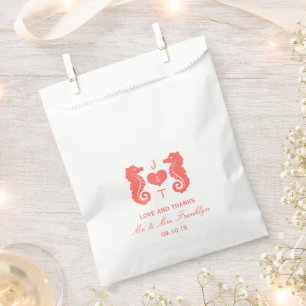 Sachets En Papier Coral Seahorse Monogram Beach Mariage Favor Sac