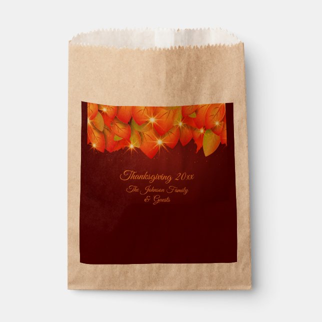 Sachets En Papier Correspondance Thanksgiving Orange Leaf Nom Année  (Devant)