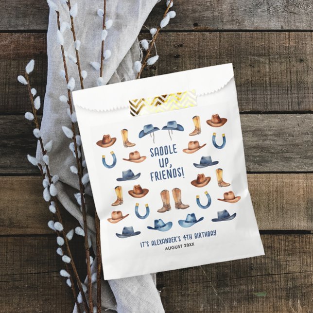 Sachets En Papier Couleur d'aquarelle bleu bleu pâle Premier Rodéo (Créateur téléchargé)