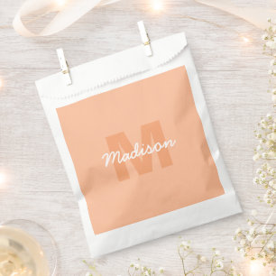 Sachets En Papier Couleur pêche pastel cool avec nom de monogramme p