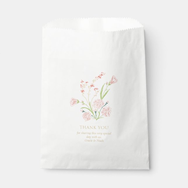 Sachets En Papier Couple de mariage floral fantaisiste et élégant  (Devant)