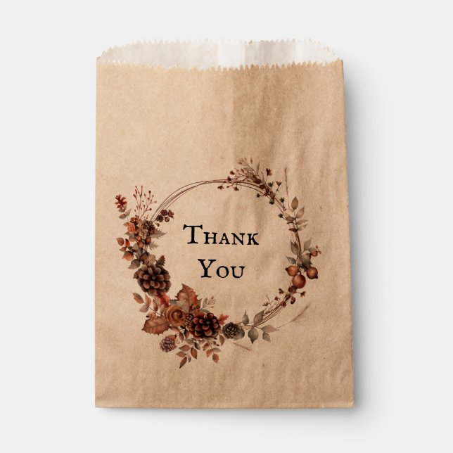 Sachets En Papier Couronne d'automne mariage rustique merci (Devant)