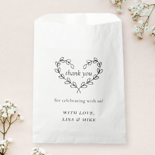 Sachets En Papier Couronne de cœur botanique Mariage Enterrement de 