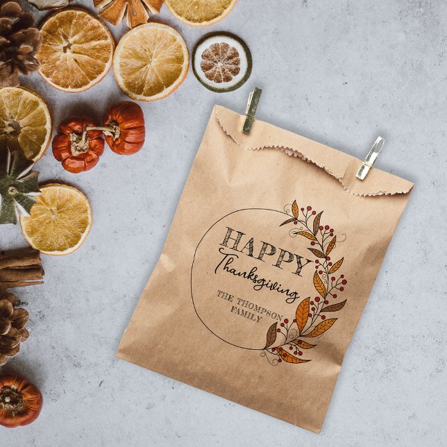 Sachets En Papier Couronne de feuilles et de baies de doodle pour Th (Créateur téléchargé)