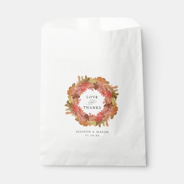 Sachets En Papier Couronne de mariage de feuilles d'automne rustique (Devant)
