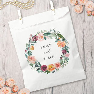 Sachets En Papier Couronne de mariage de fleurs de rose d'automne