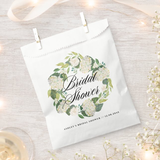 Sachets En Papier Couronne de mariée hydrangea blanc aquarelle pour  (Coupé)