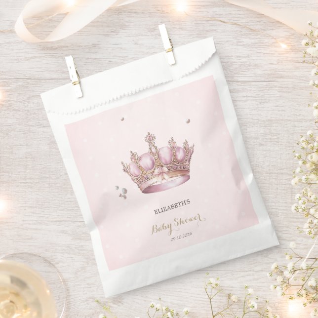 Sachets En Papier Couronne de Petite Princesse Perles Points Bébé Na (Coupé)