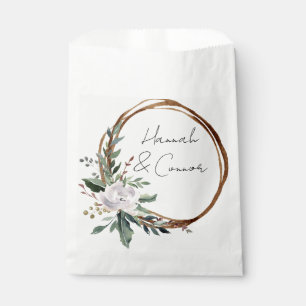 Sachets En Papier Couronne d'hiver minimaliste élégante blanc vert