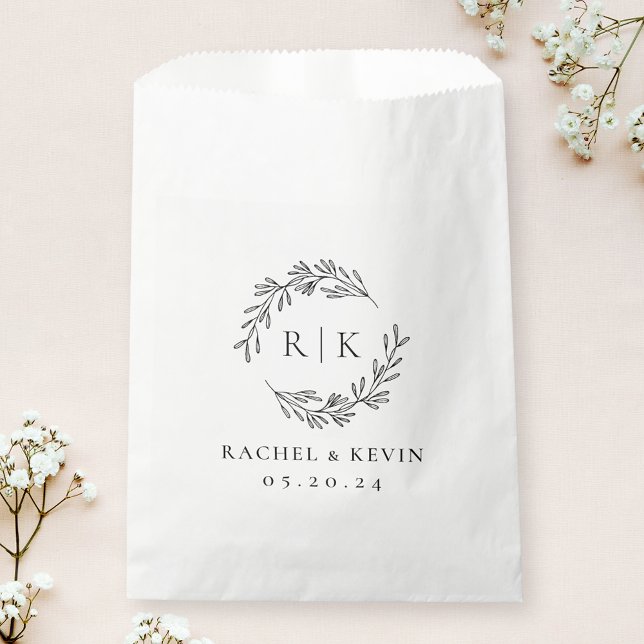 Sachets En Papier Couronne Élégante Monogramme Initial de Mariage (Créateur téléchargé)