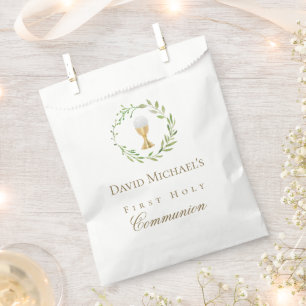 Sachets En Papier Couronne verte de première communion