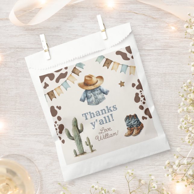Sachets En Papier Cowboy Premier Rodéo anniversaire Wild West Merci (Coupé)