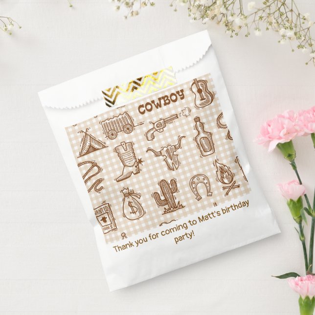 Sachets En Papier Cowboy Western Anniversaire En vichy (Scellé)