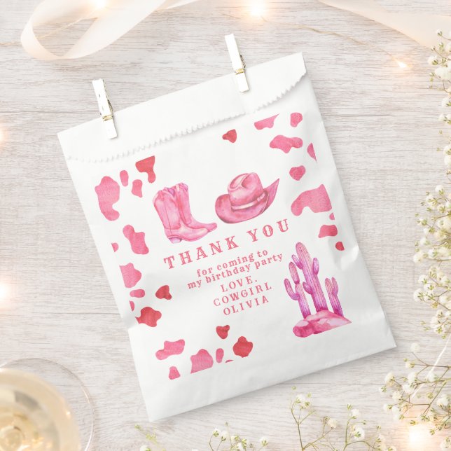 Sachets En Papier Cowgirl Western Premier Rodéo Anniversaire Merci (Coupé)