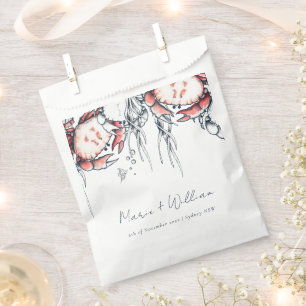 Sachets En Papier Crabe sous-marin de la Marine Rouge Corail Mariage