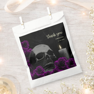Sachets En Papier Crâne gothique éffrayant noir violet Roses Hallowe