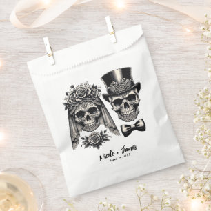 Sachets En Papier Crème Noir et Or Vintage Mariage Squelette