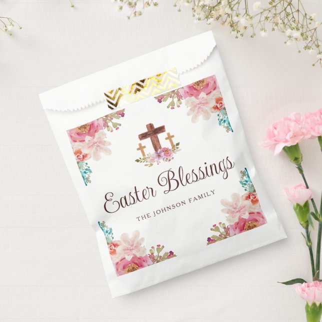 Sachets En Papier Croix florale de bénédictions de Pâques  (Scellé)