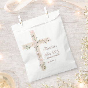Sachets En Papier croix florale Première communion