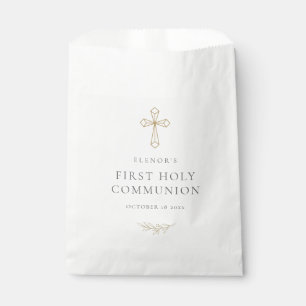 Sachets En Papier Croix Géométrique Dorée Première Communion Solenne