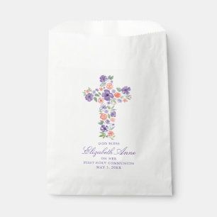 Sachets En Papier Croix pourpre premier Communio de fleur