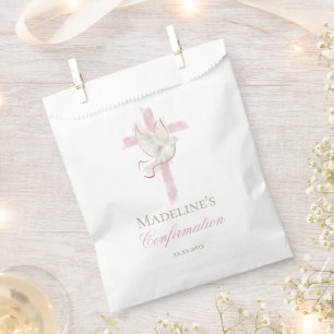 Sachets En Papier Croix rose de confirmation