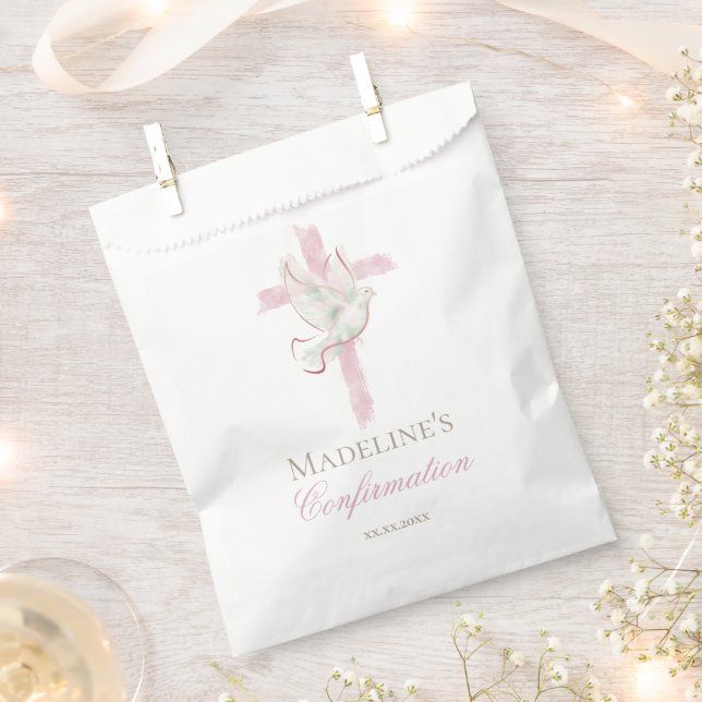 Sachets En Papier Croix rose de confirmation (Coupé)