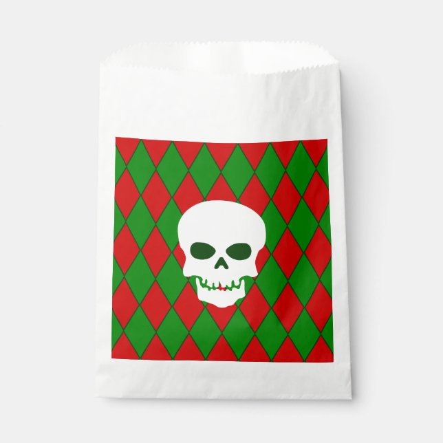 Sachets En Papier cruche crâne de Noël arlequin déplaisant (Devant)
