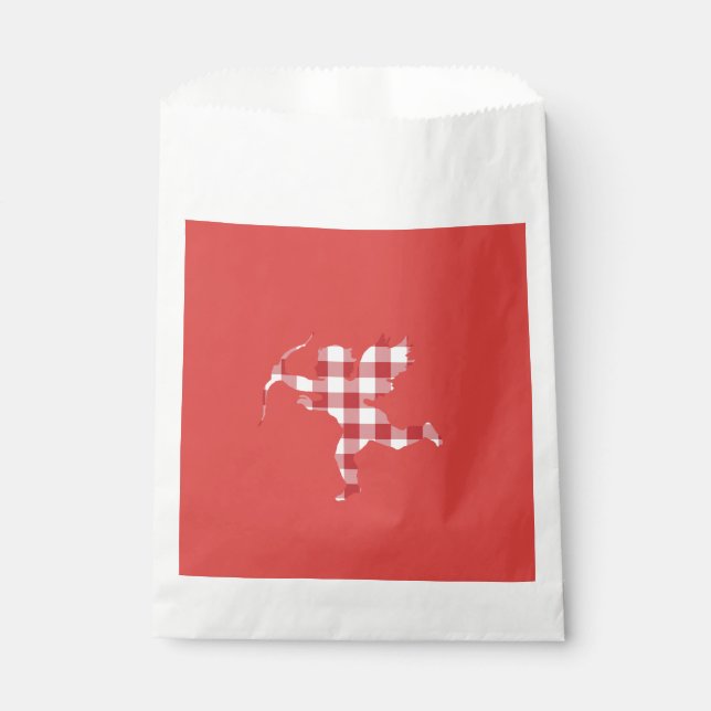 Sachets En Papier Cupidon à carreaux rouges (Devant)