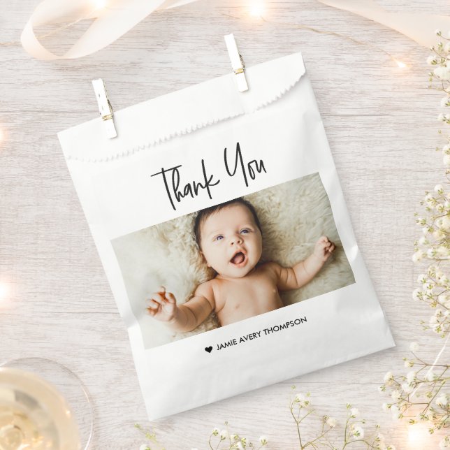 Sachets En Papier Custom Baby Photo Thank You Favor Bags Modern  (Coupé)