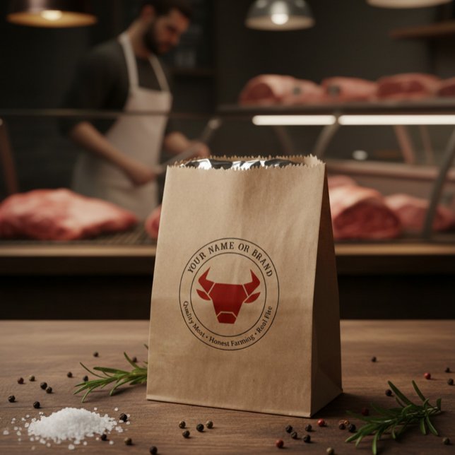 Sachets En Papier Custom Butcher Shop or BBQ Business Logo (Créateur téléchargé)