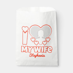 Sachets En Papier Custom I Love My Wife - Ajouter Nom & Photo