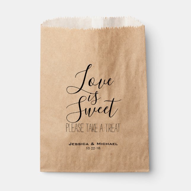 Sachets En Papier Custom Love est sucré mariage bonbons buffet de fa (Devant)
