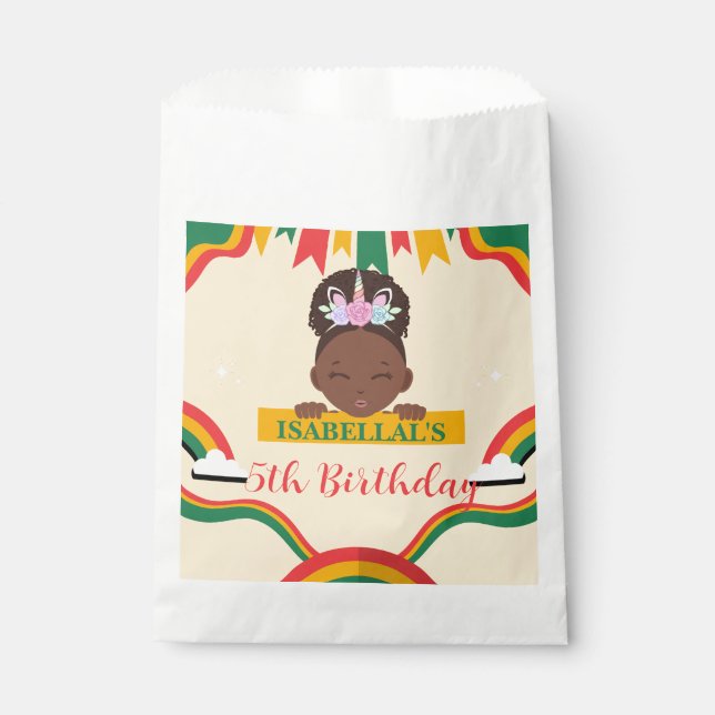 Sachets En Papier Cute afro licorne Africaine amérique filles Annive (Devant)