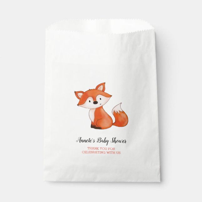 Sachets En Papier Cute Baby Fox | Merci de Baby shower des bois (Devant)