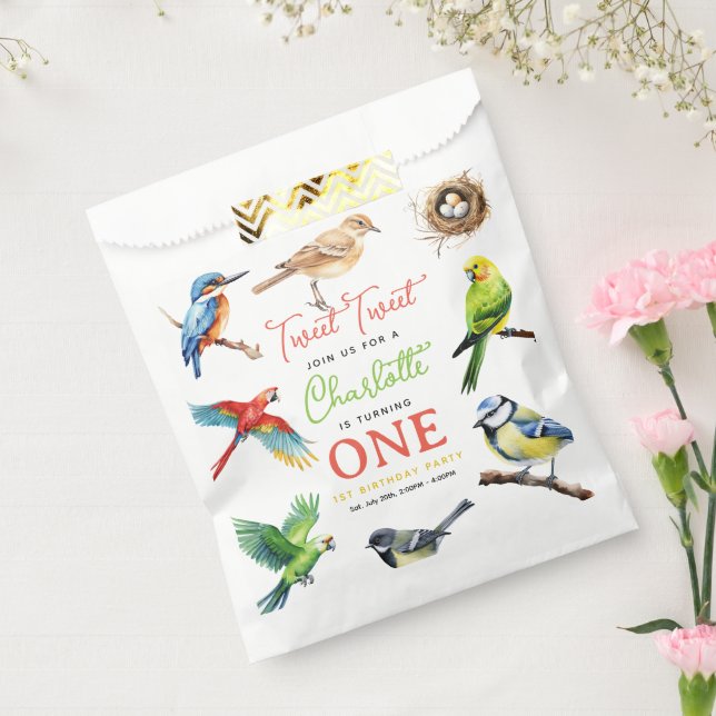 Sachets En Papier Cute Bird 1er anniversaire (Scellé)