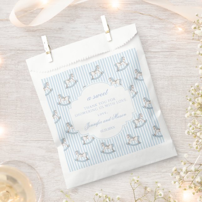 Sachets En Papier Cute bleu rocking cheval bébé garçon douche merci (Coupé)